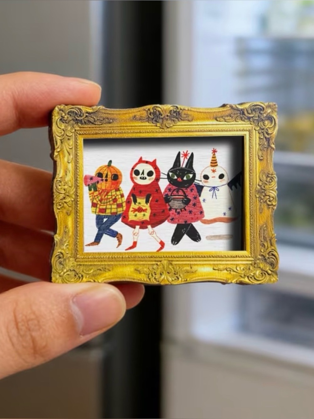 Festive Trick-or-Treat Crew Wood Fridge Magnet 🎃🐾